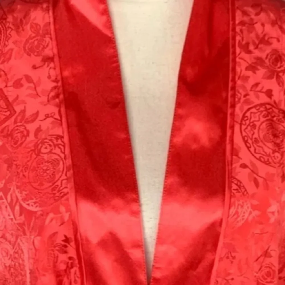 Victoria's Secret Gold Label Robe Paisley Red Vintage 80's 90s One Size